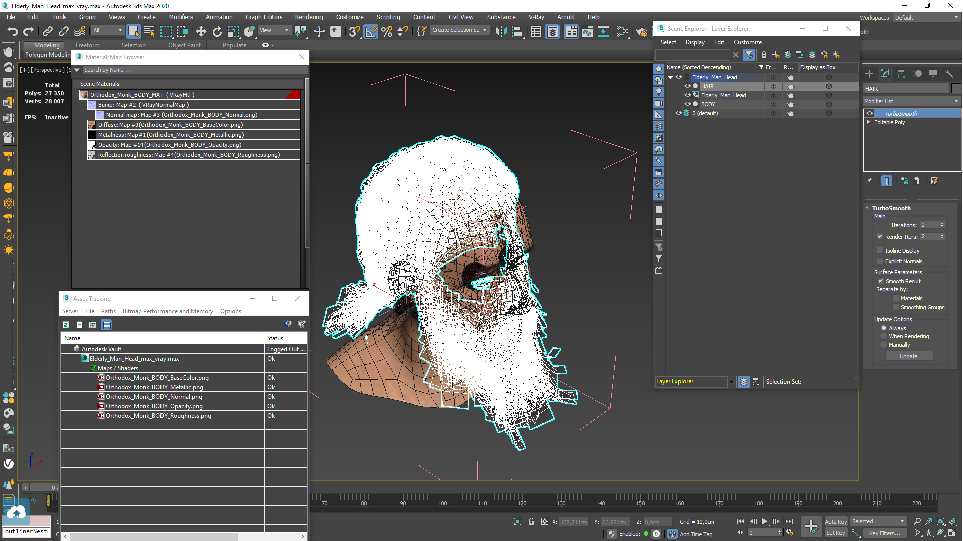 3D Elderly Man Head