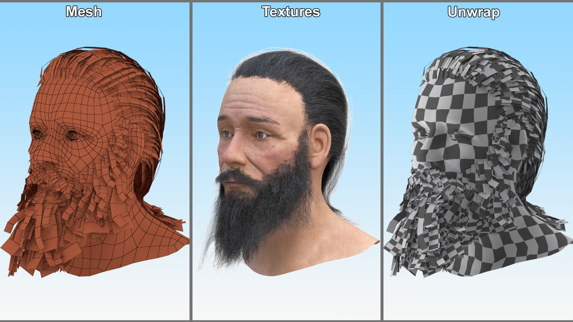 3D Elderly Man Head