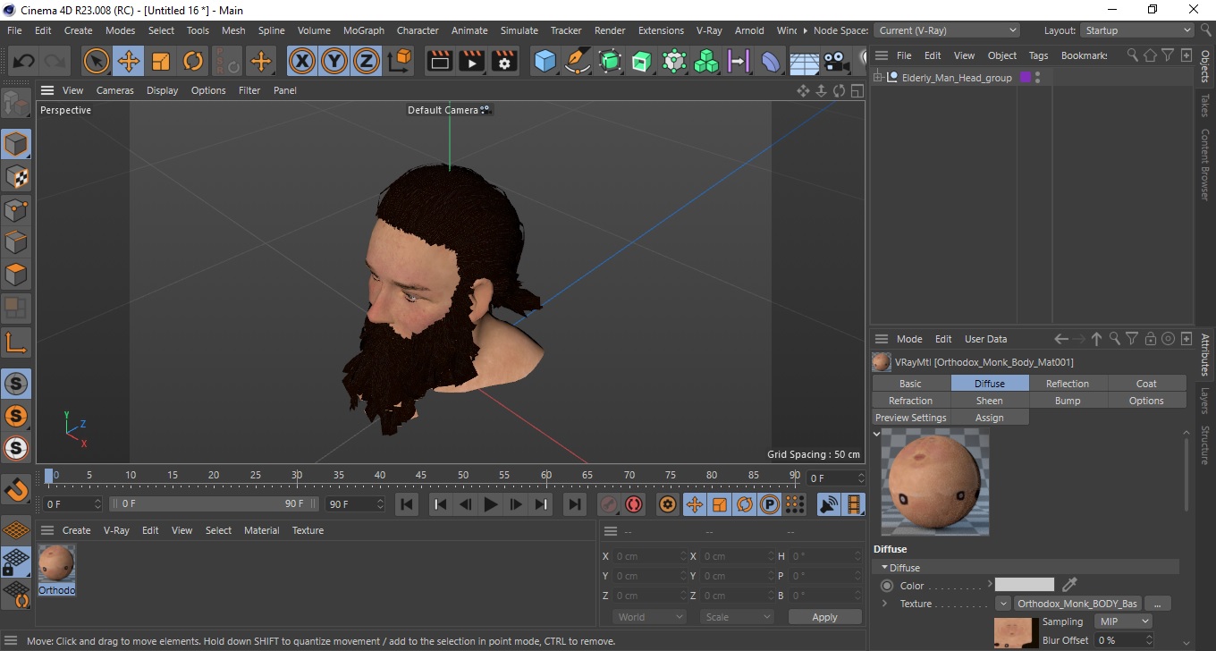 3D Elderly Man Head