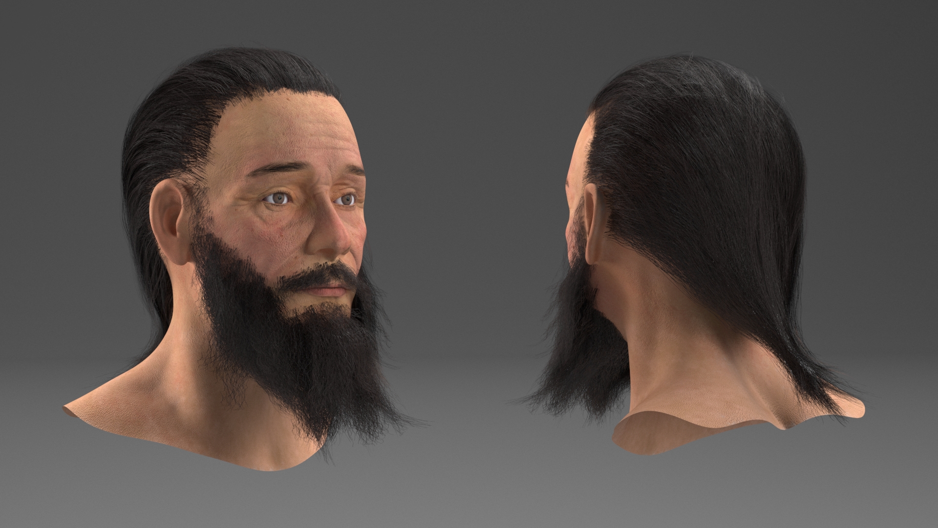 3D Elderly Man Head