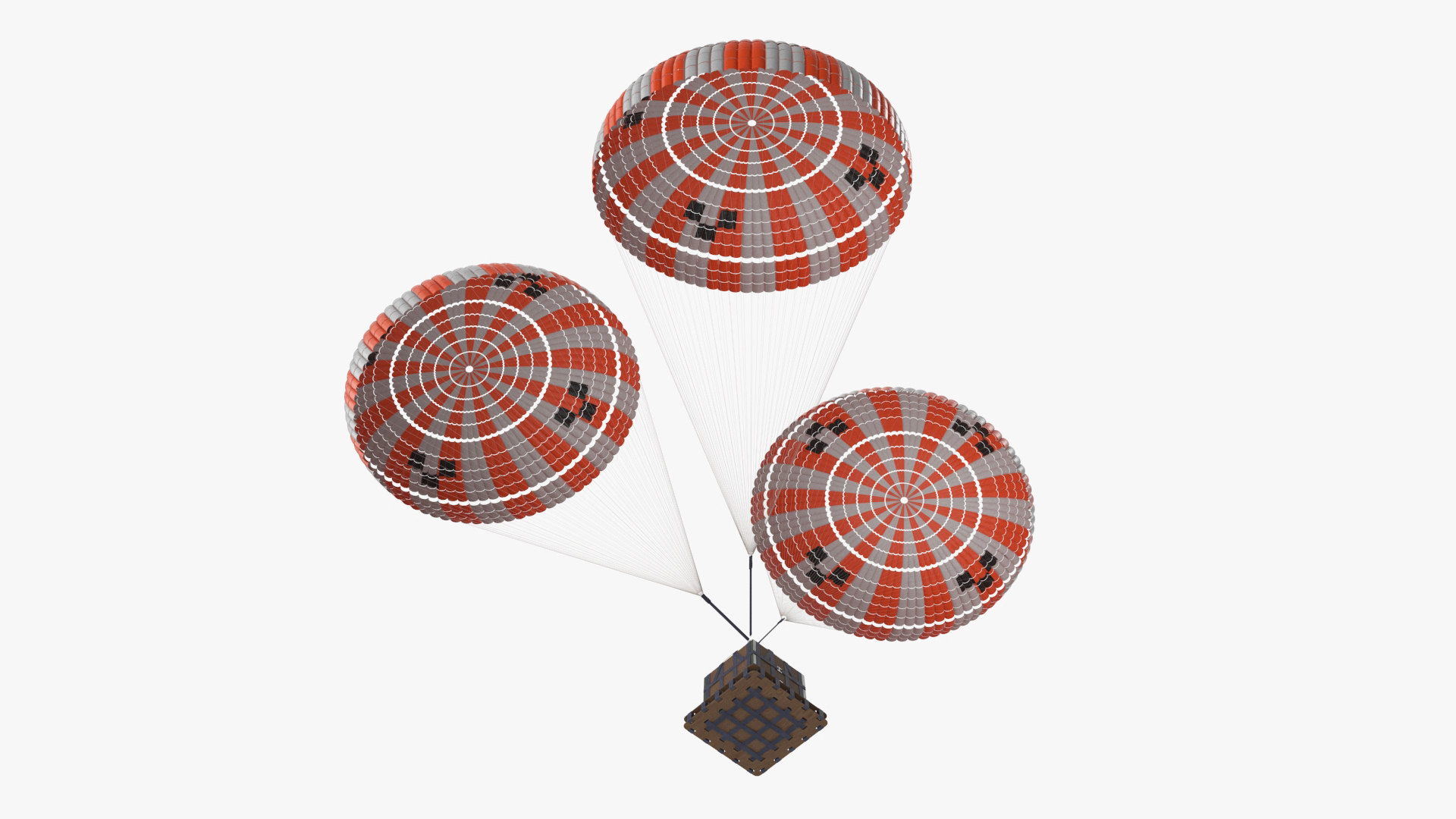3D Elevating Parachute System Triple for NASA Cargo model