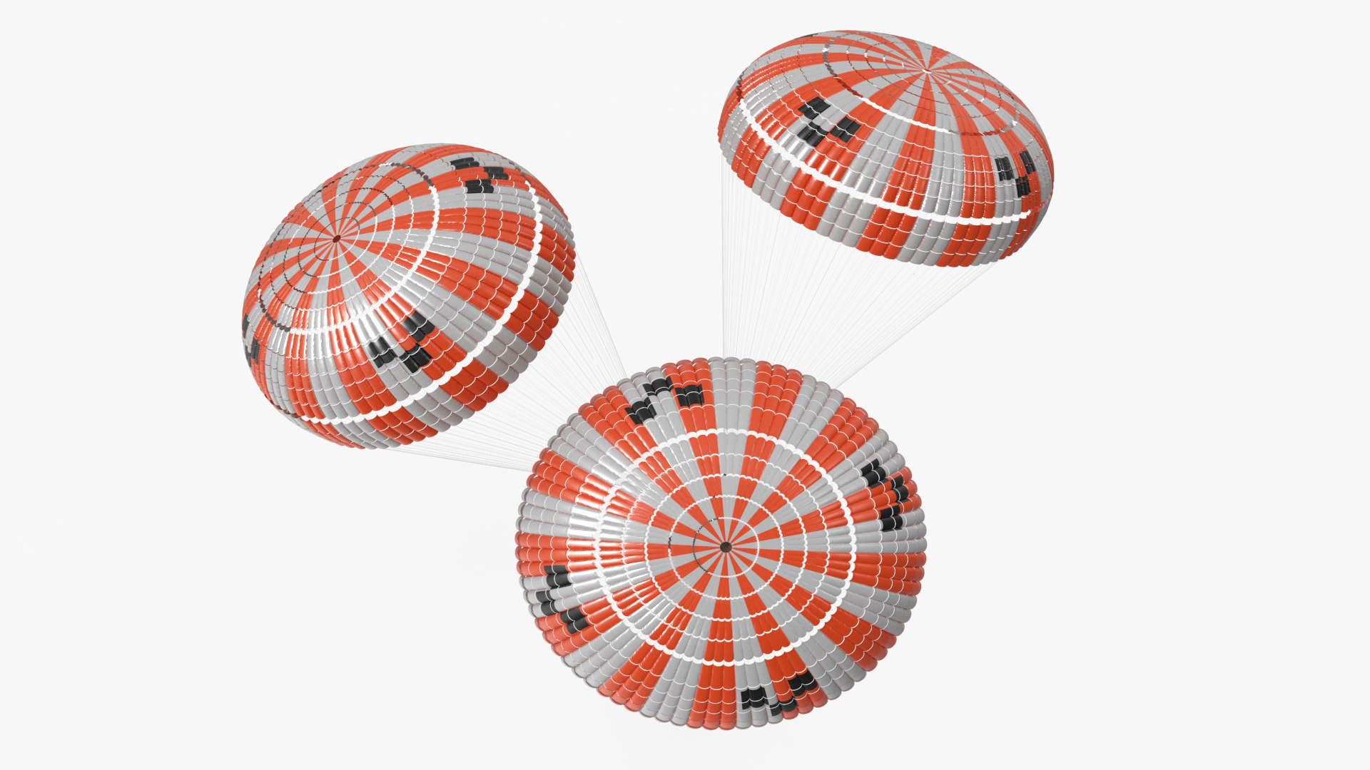 3D Elevating Parachute System Triple for NASA Cargo model