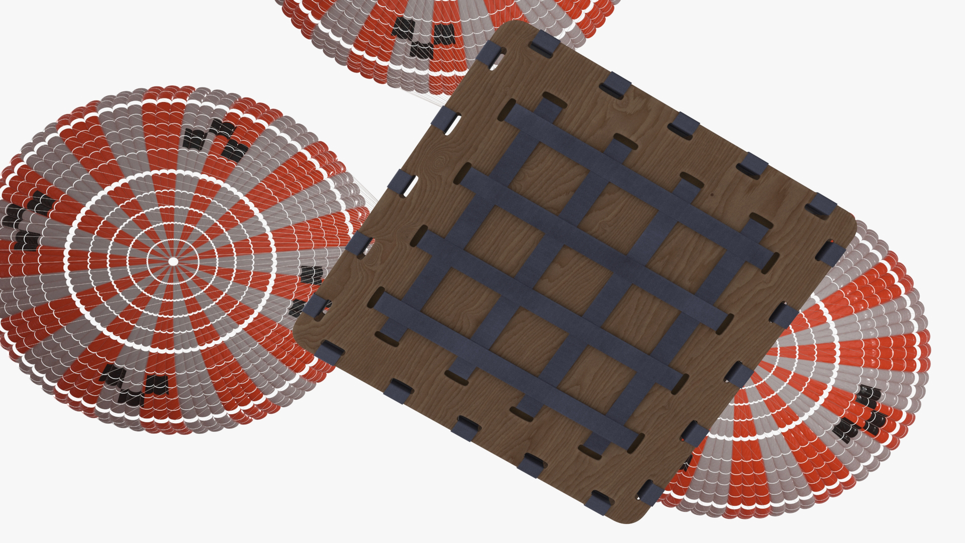 3D Elevating Parachute System Triple for NASA Cargo model