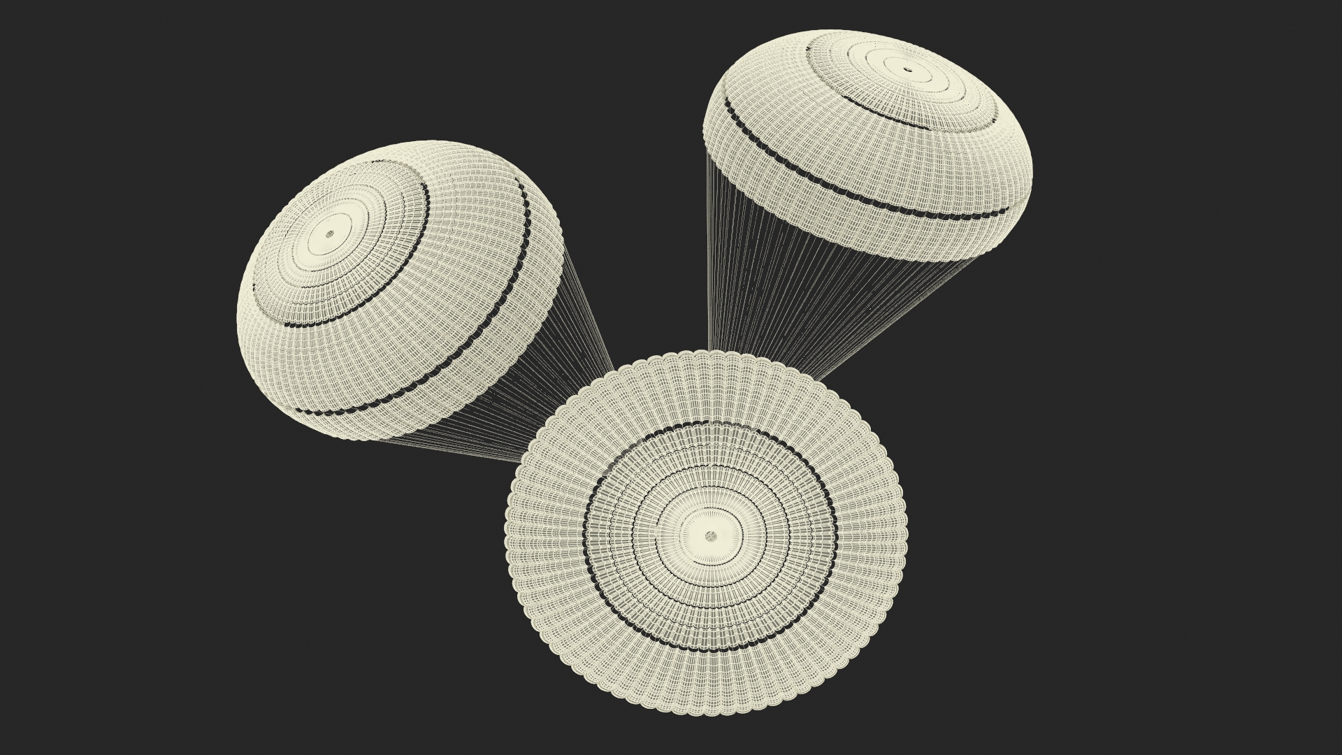 3D Elevating Parachute System Triple for NASA Cargo model