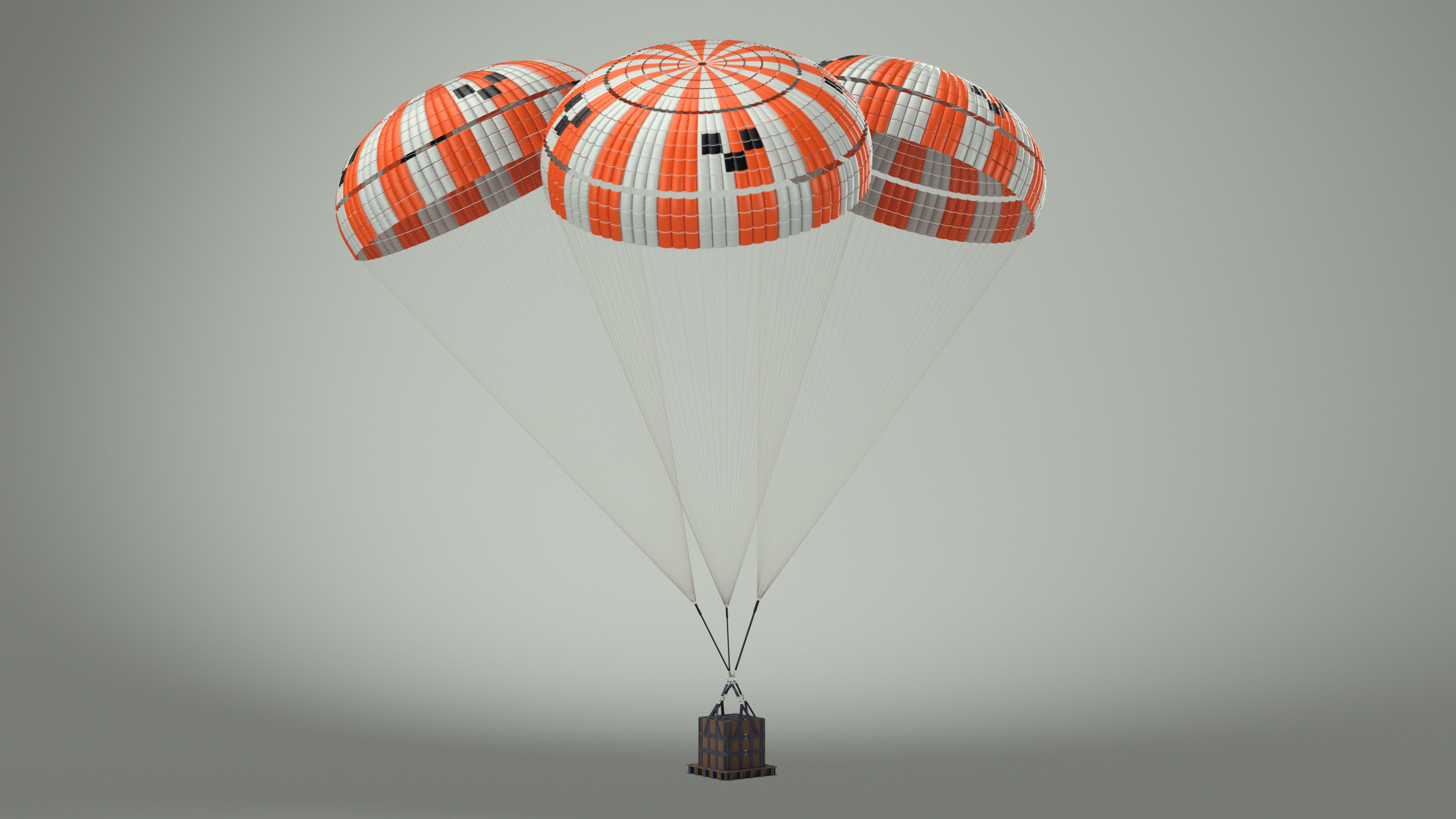 3D Elevating Parachute System Triple for NASA Cargo model