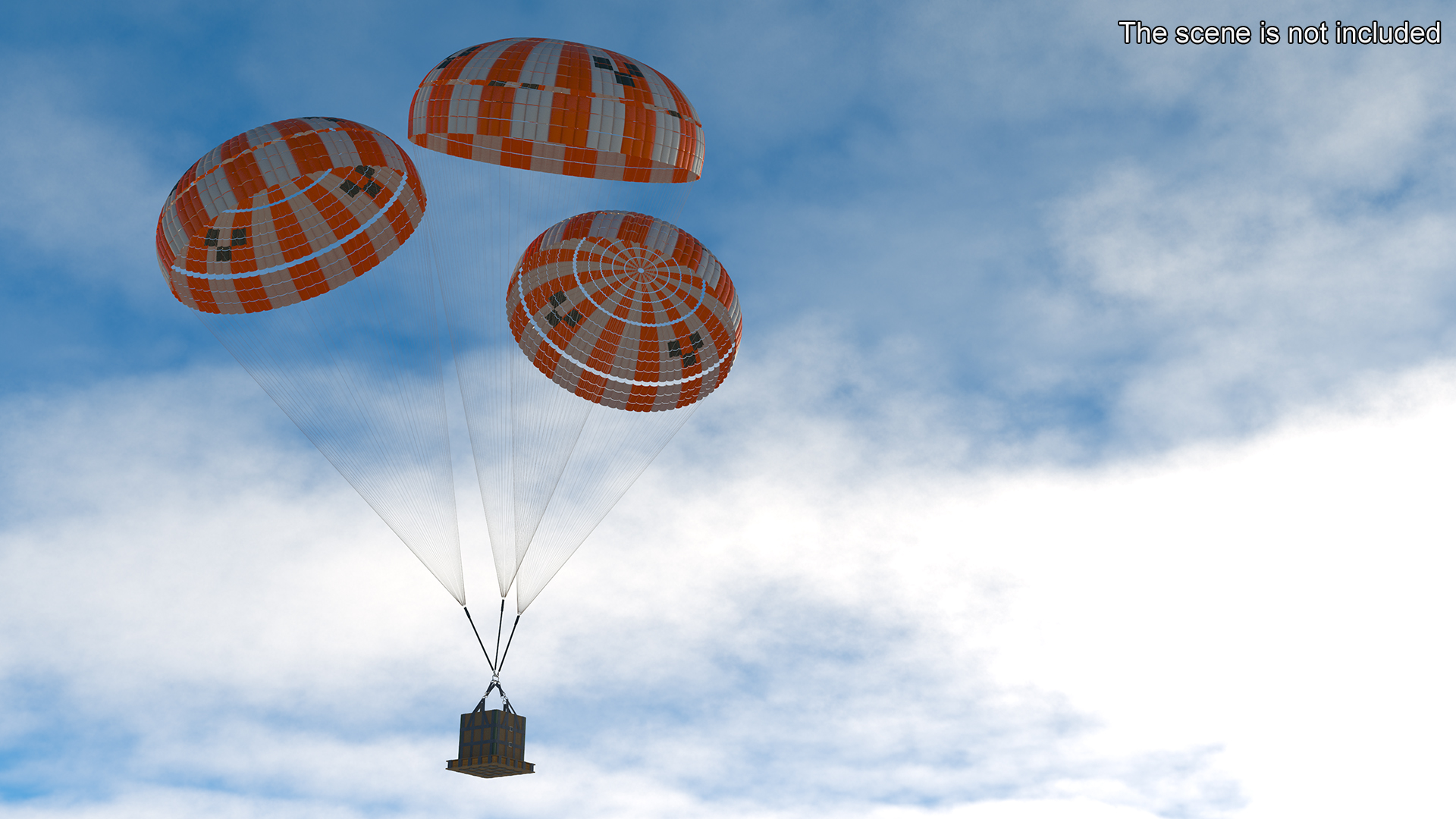 3D Elevating Parachute System Triple for NASA Cargo model