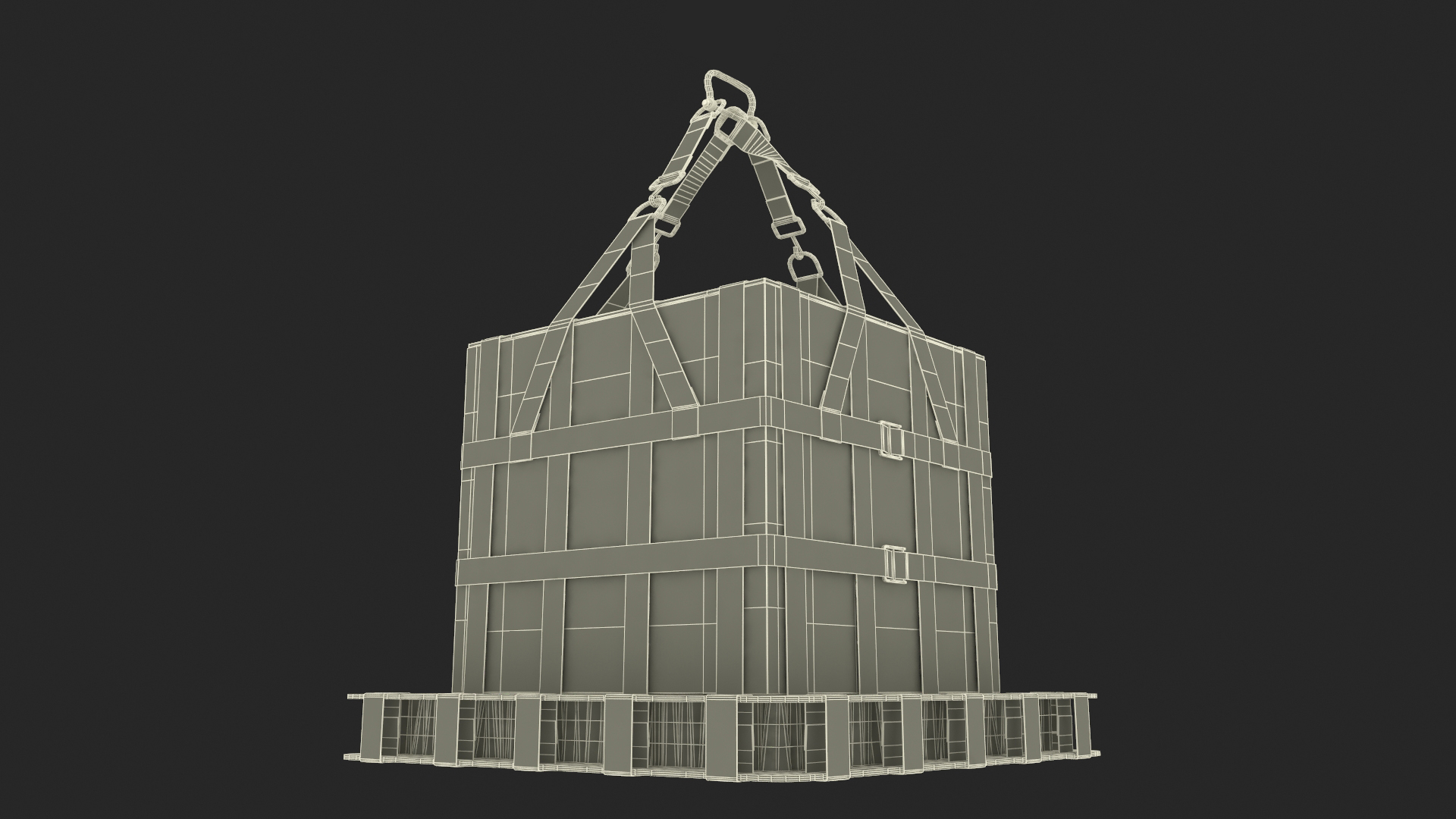 3D Elevating Parachute System Triple for NASA Cargo model