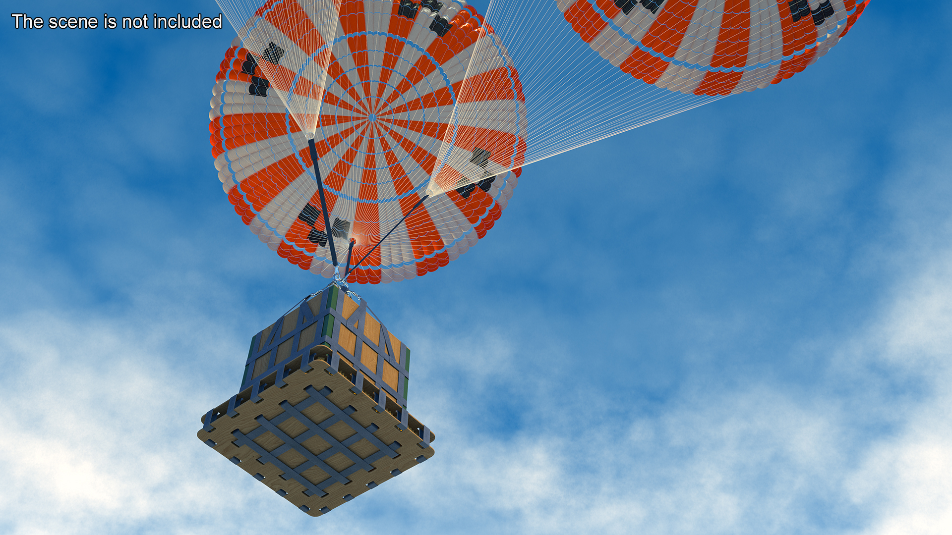 3D Elevating Parachute System Triple for NASA Cargo model