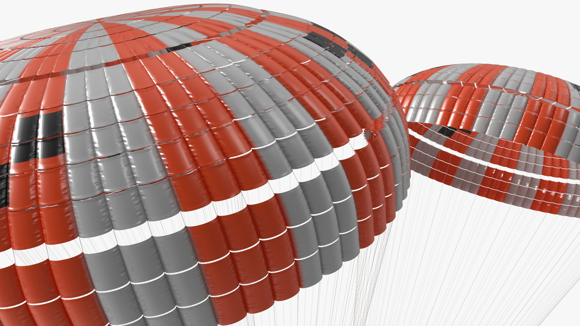 3D Elevating Parachute System Triple for NASA Cargo model