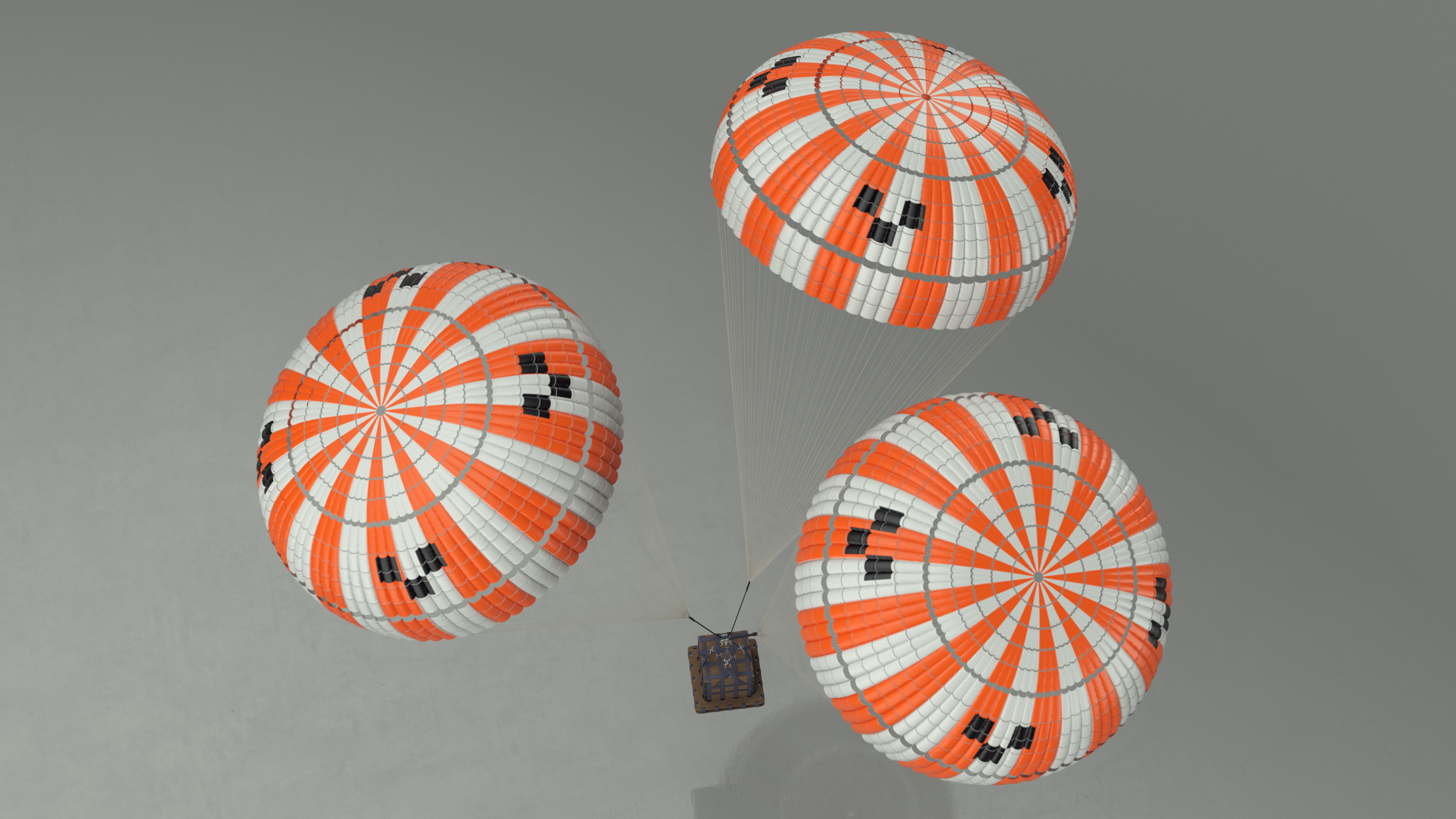 3D Elevating Parachute System Triple for NASA Cargo model