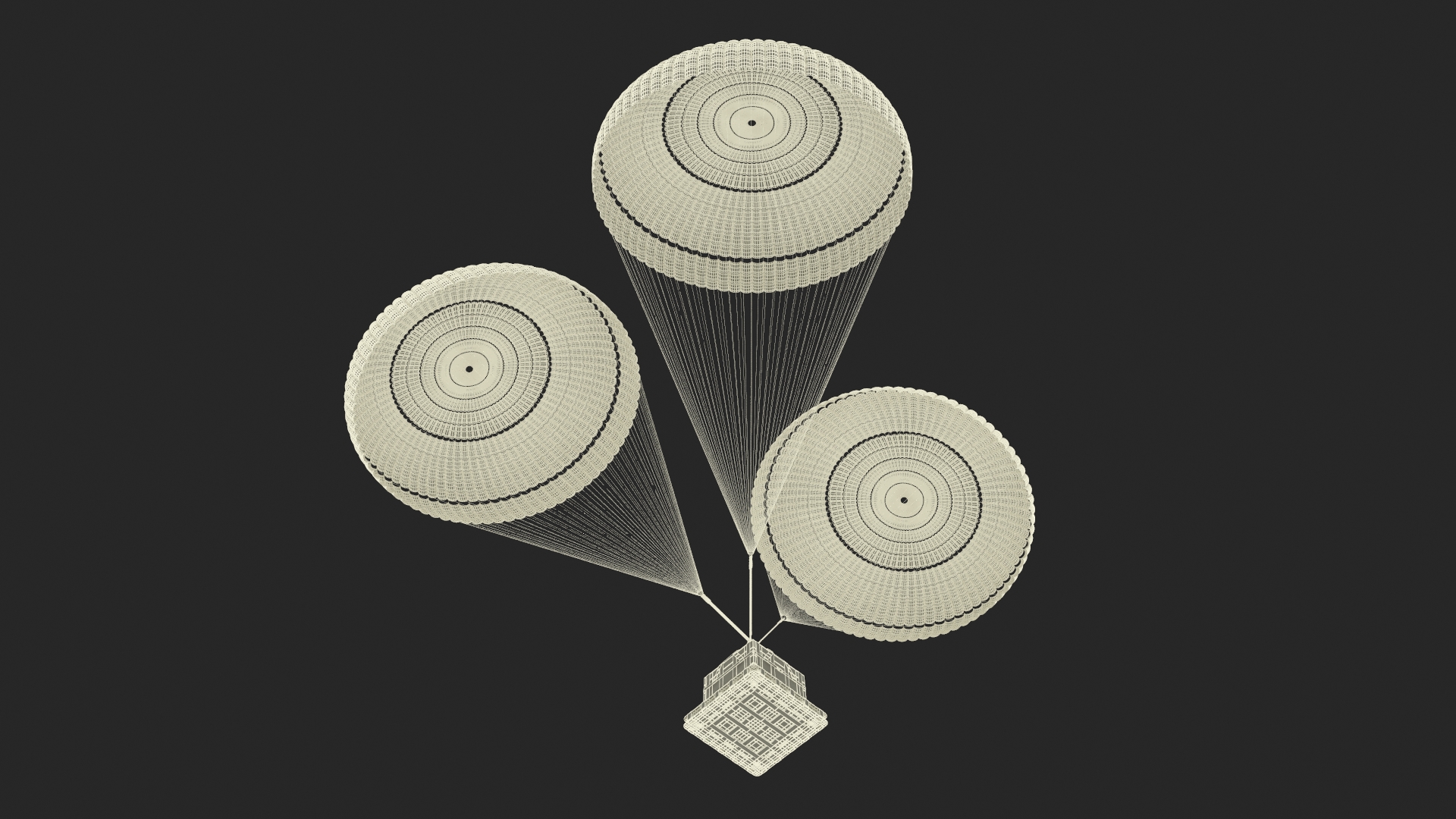 3D Elevating Parachute System Triple for NASA Cargo model