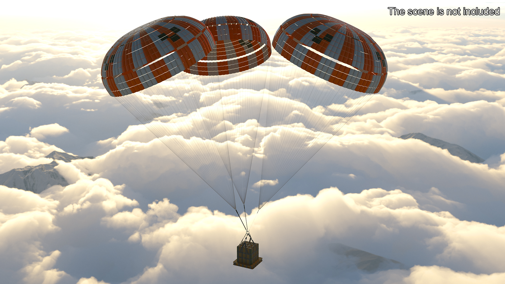 3D Elevating Parachute System Triple for NASA Cargo model