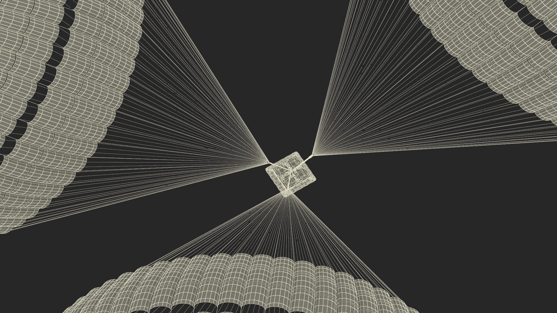 3D Elevating Parachute System Triple for NASA Cargo model