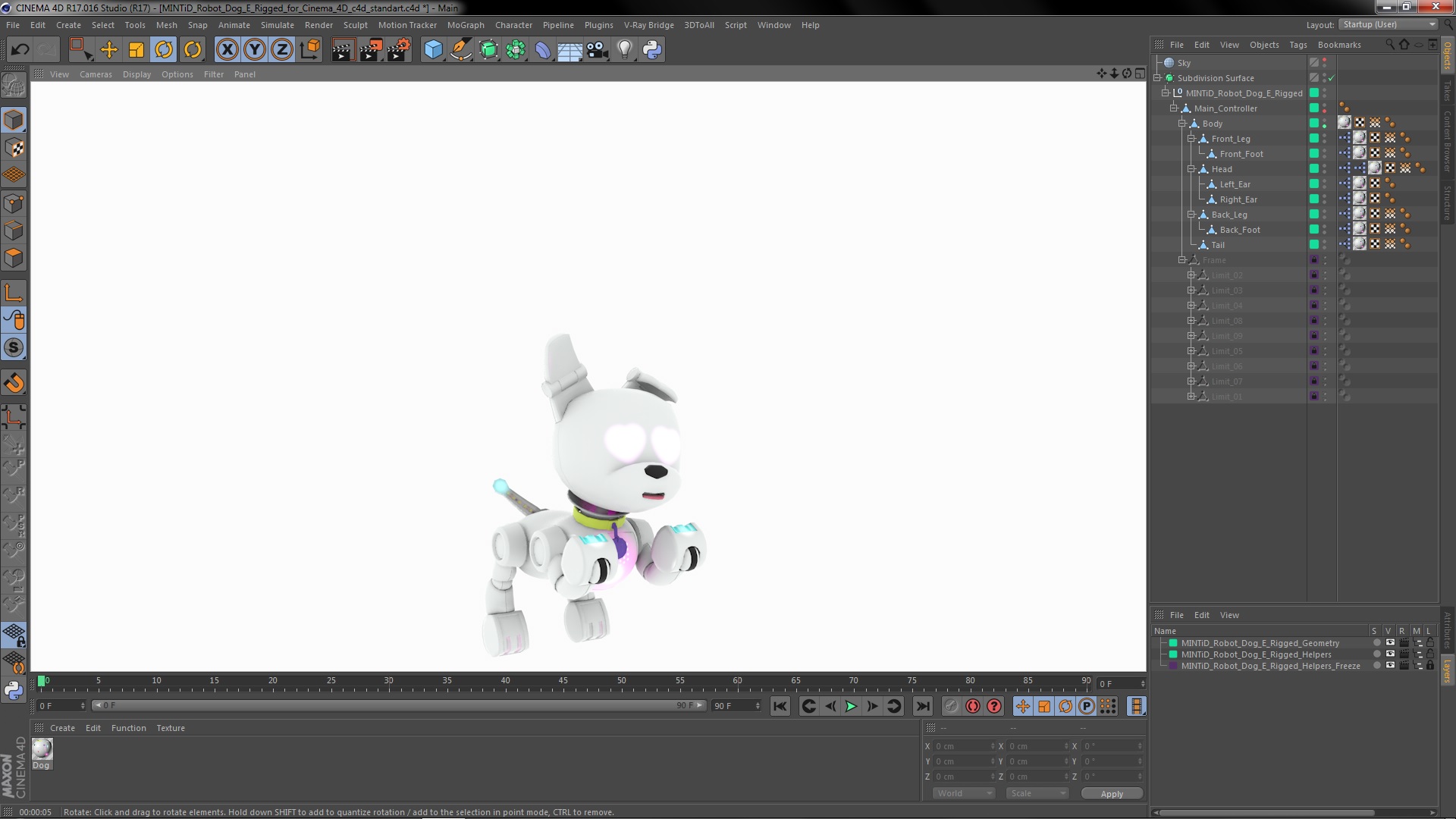 MINTiD Robot Dog E Rigged for Cinema 4D 3D model