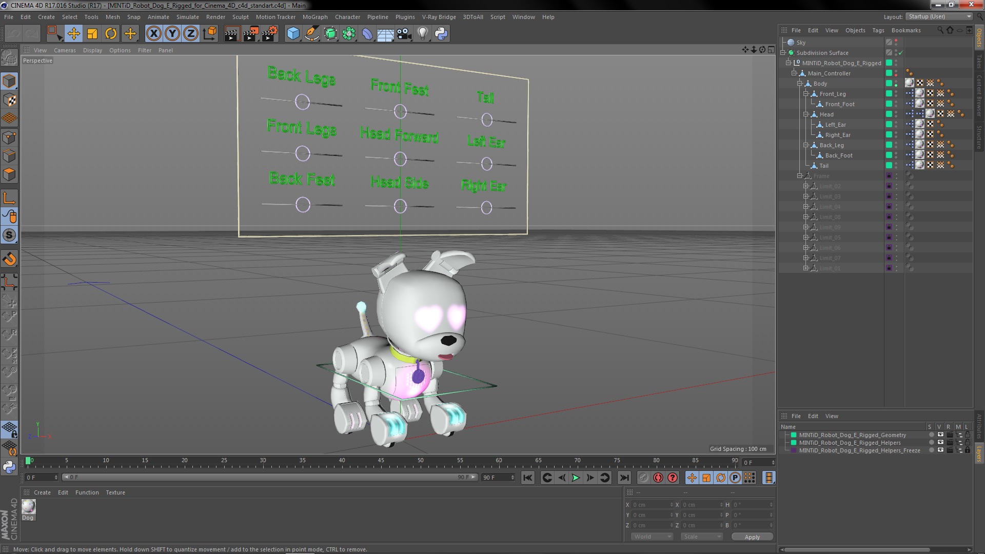 MINTiD Robot Dog E Rigged for Cinema 4D 3D model