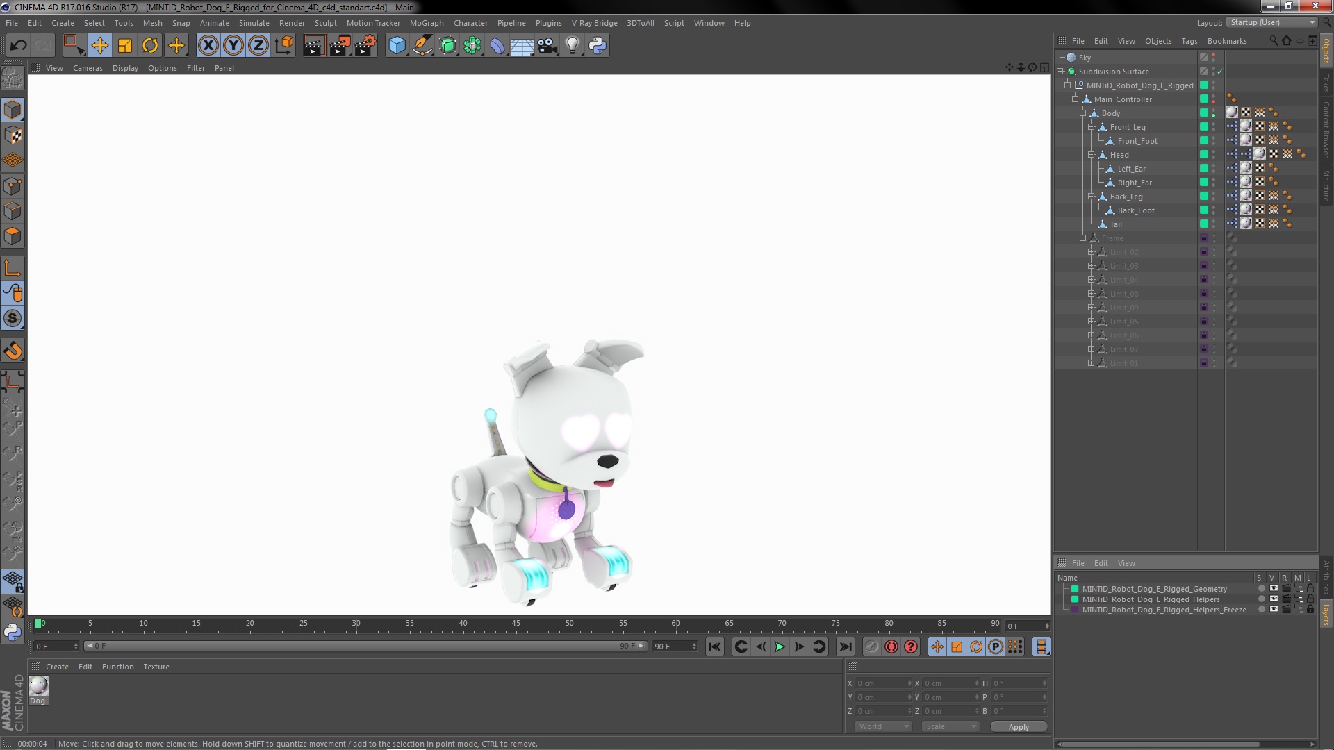 MINTiD Robot Dog E Rigged for Cinema 4D 3D model