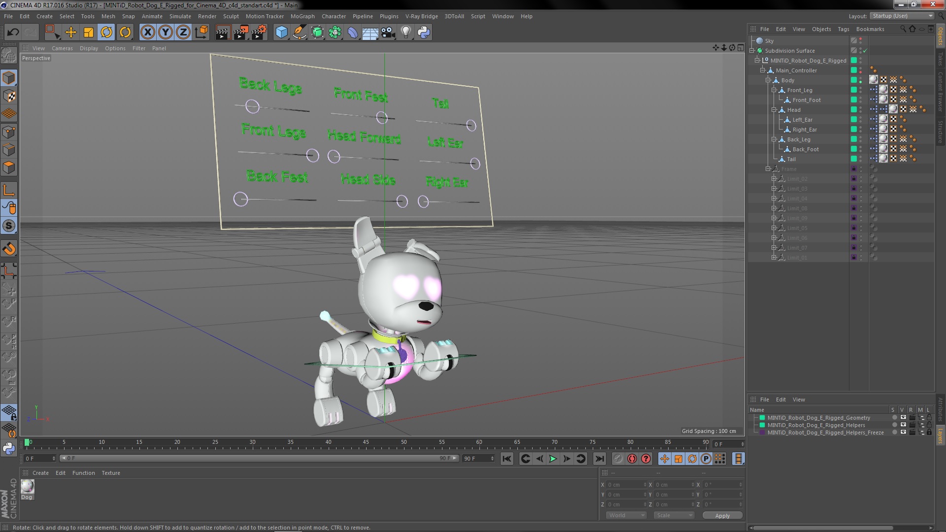 MINTiD Robot Dog E Rigged for Cinema 4D 3D model