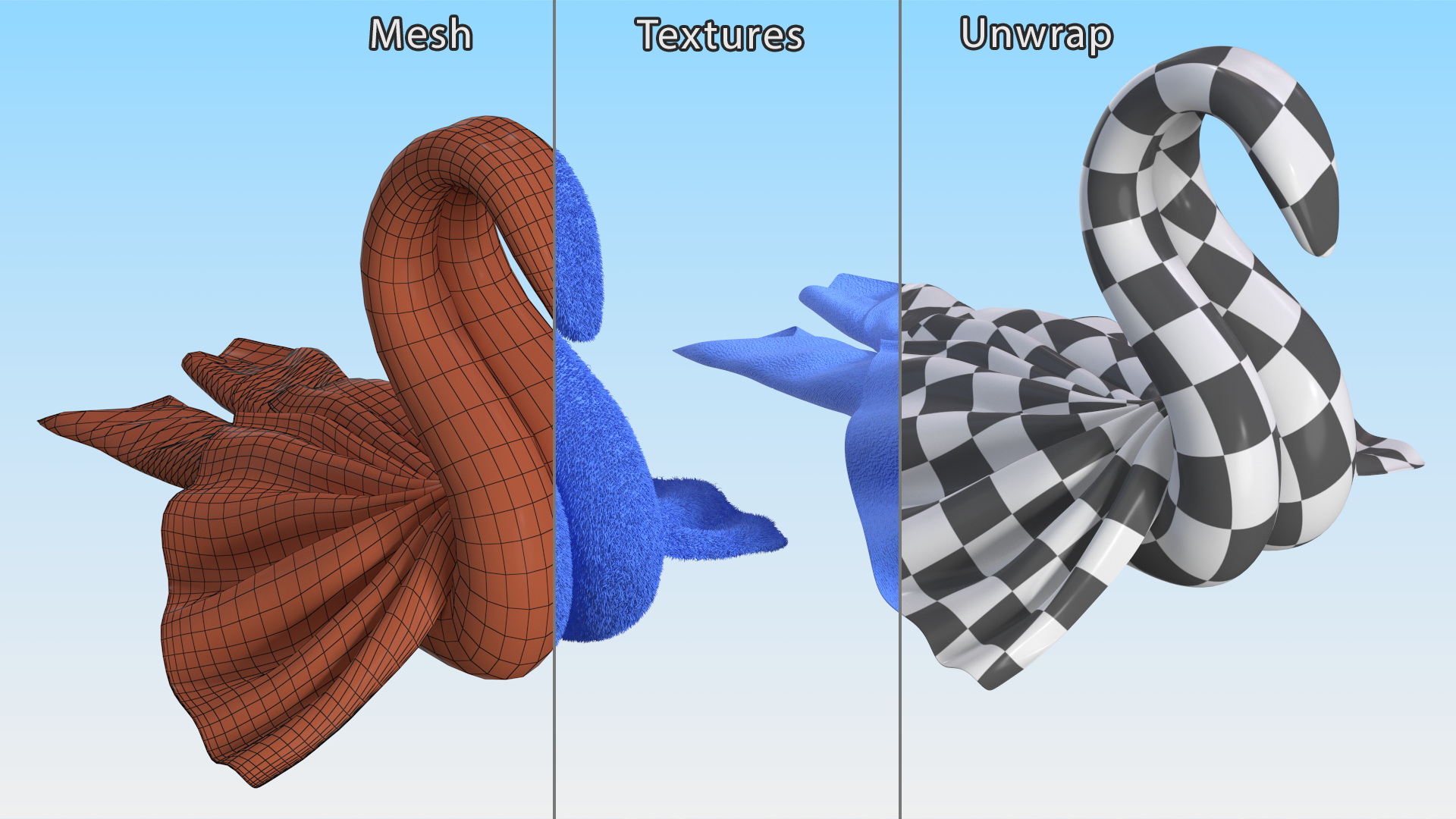Beautiful Towel Blue Swan with Spread Wings Fur 3D