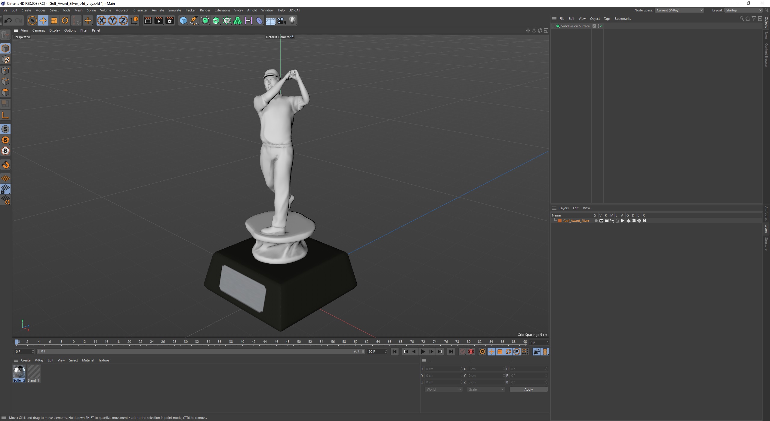 Golf Award Silver 3D