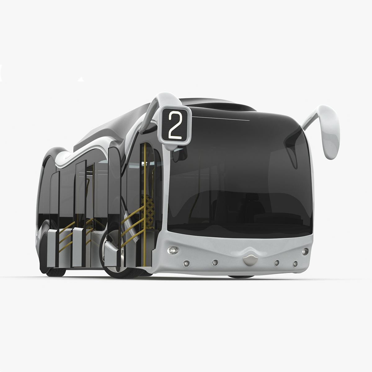 3D Futuristic Electric Bus Concept White Rigged for Cinema 4D model
