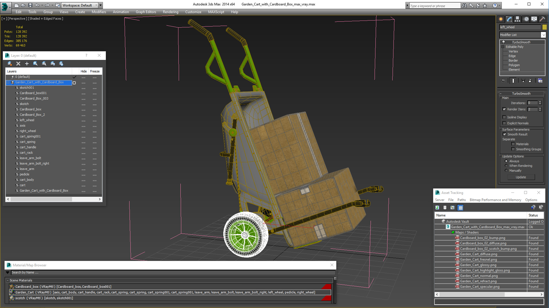 3D model Garden Cart with Cardboard Box