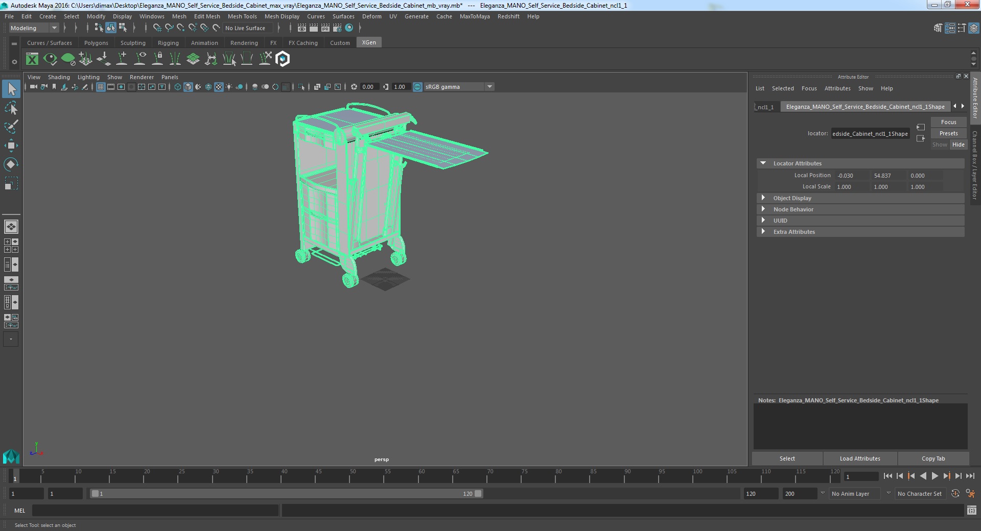 Eleganza MANO Self Service Bedside Cabinet 3D