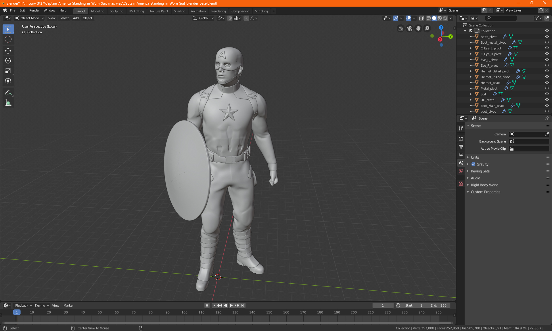 Captain America Standing 3D model