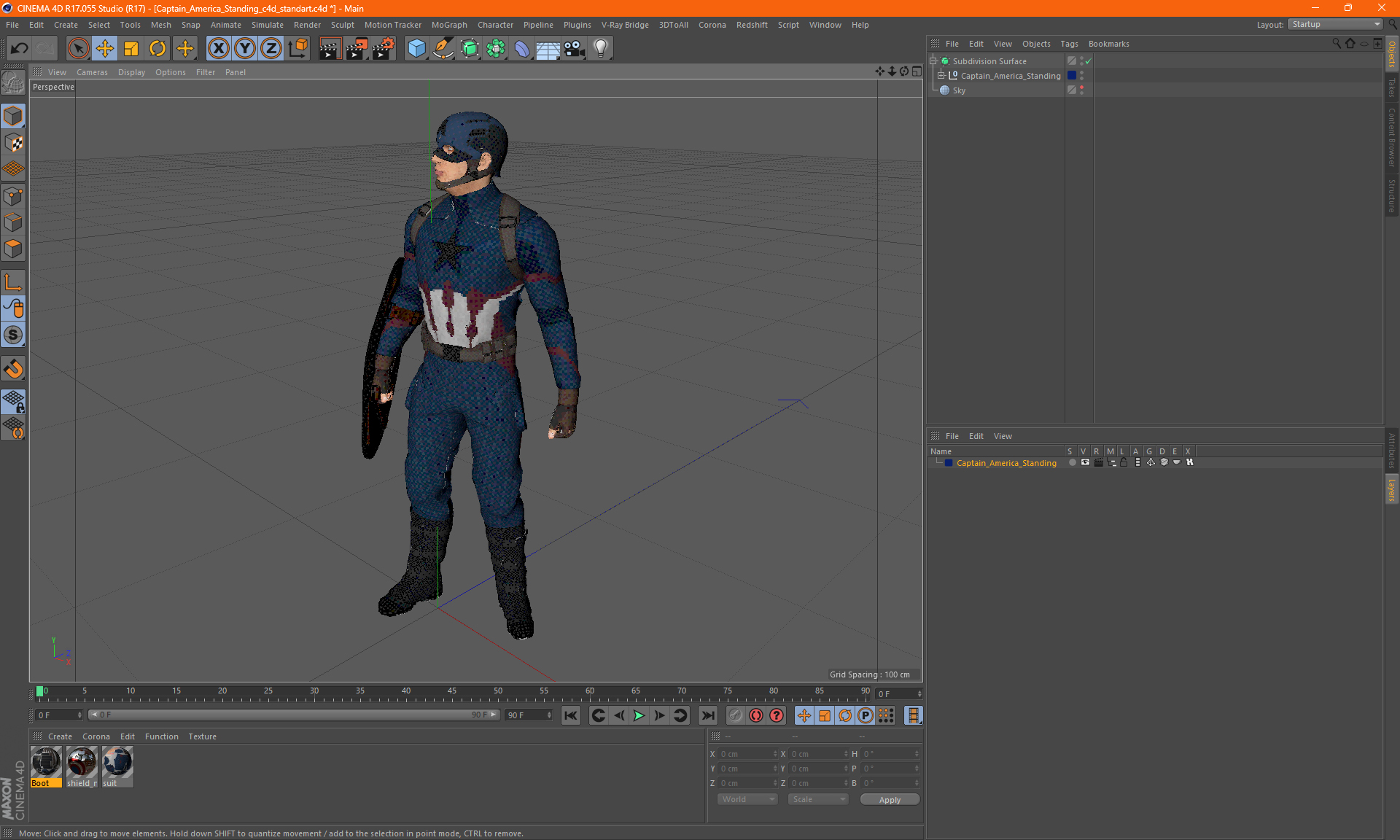 Captain America Standing 3D model