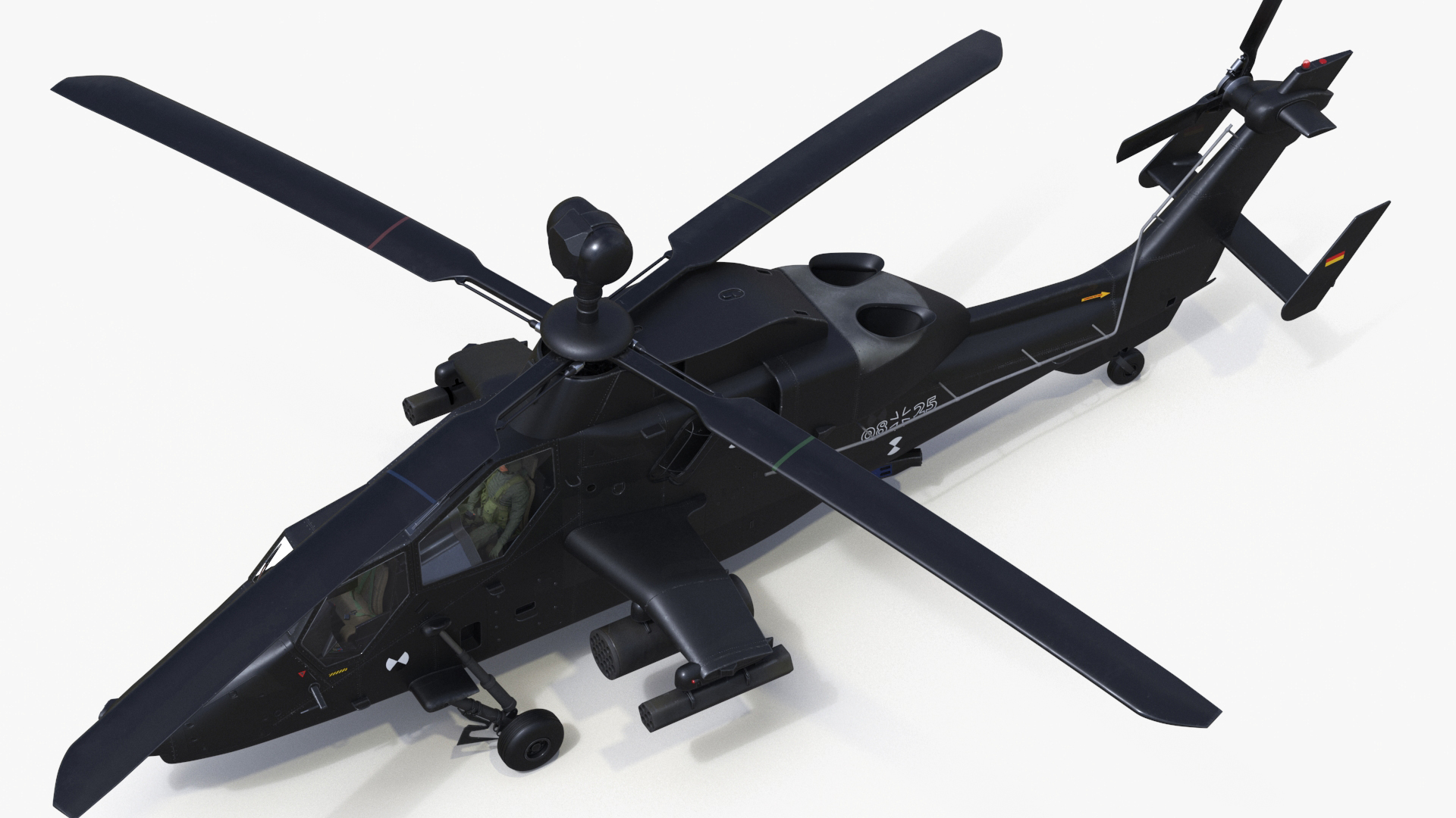 Eurocopter Tiger EC665 Black with Pilot 3D model