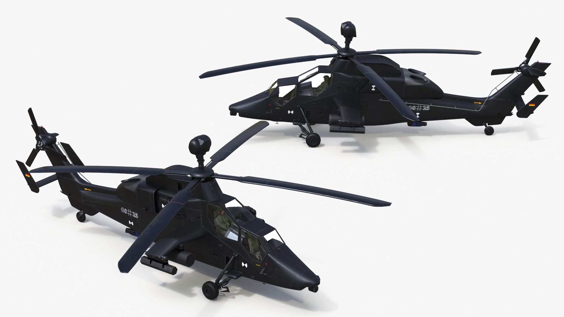 Eurocopter Tiger EC665 Black with Pilot 3D model