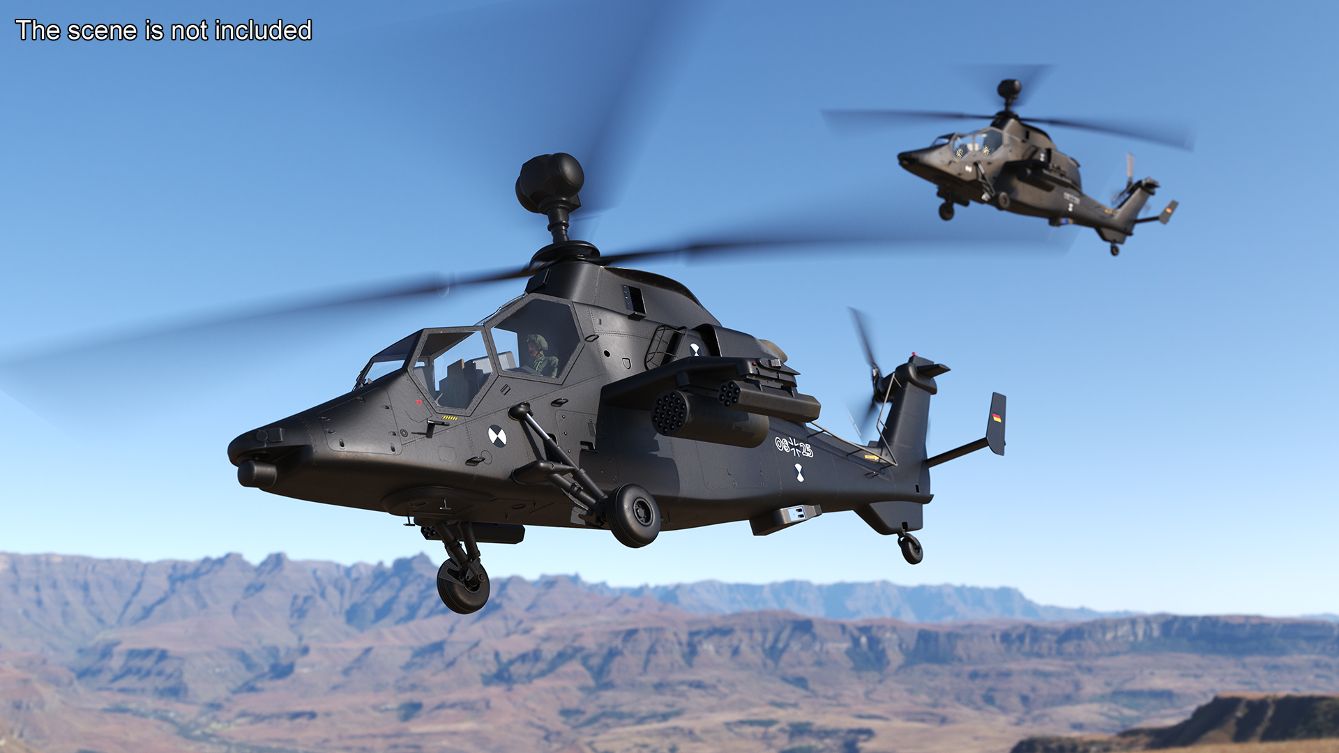 Eurocopter Tiger EC665 Black with Pilot 3D model