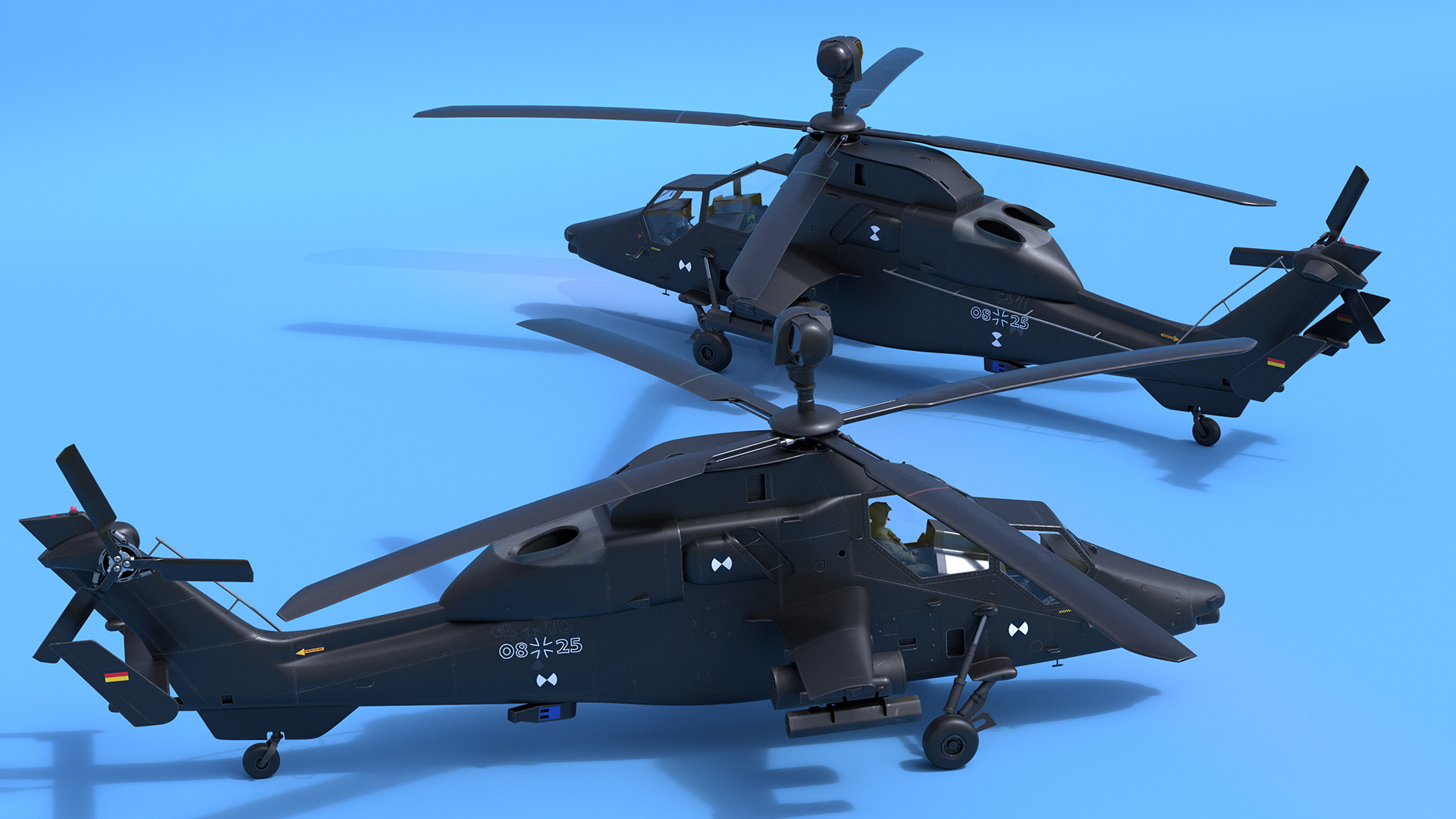 Eurocopter Tiger EC665 Black with Pilot 3D model