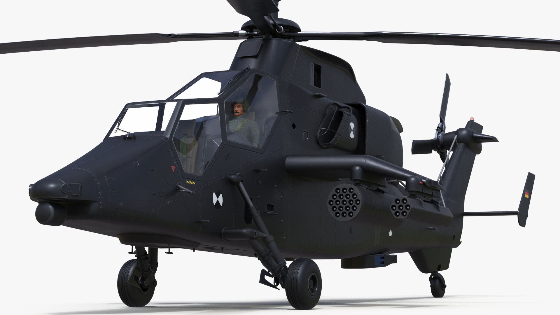 Eurocopter Tiger EC665 Black with Pilot 3D model