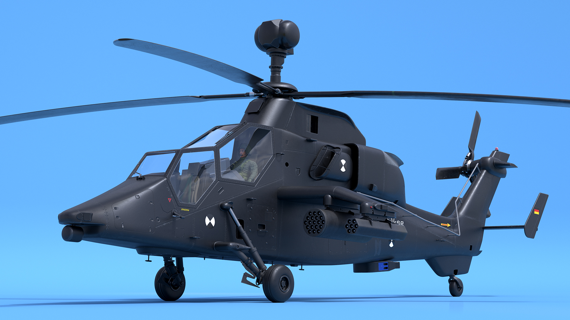 Eurocopter Tiger EC665 Black with Pilot 3D model