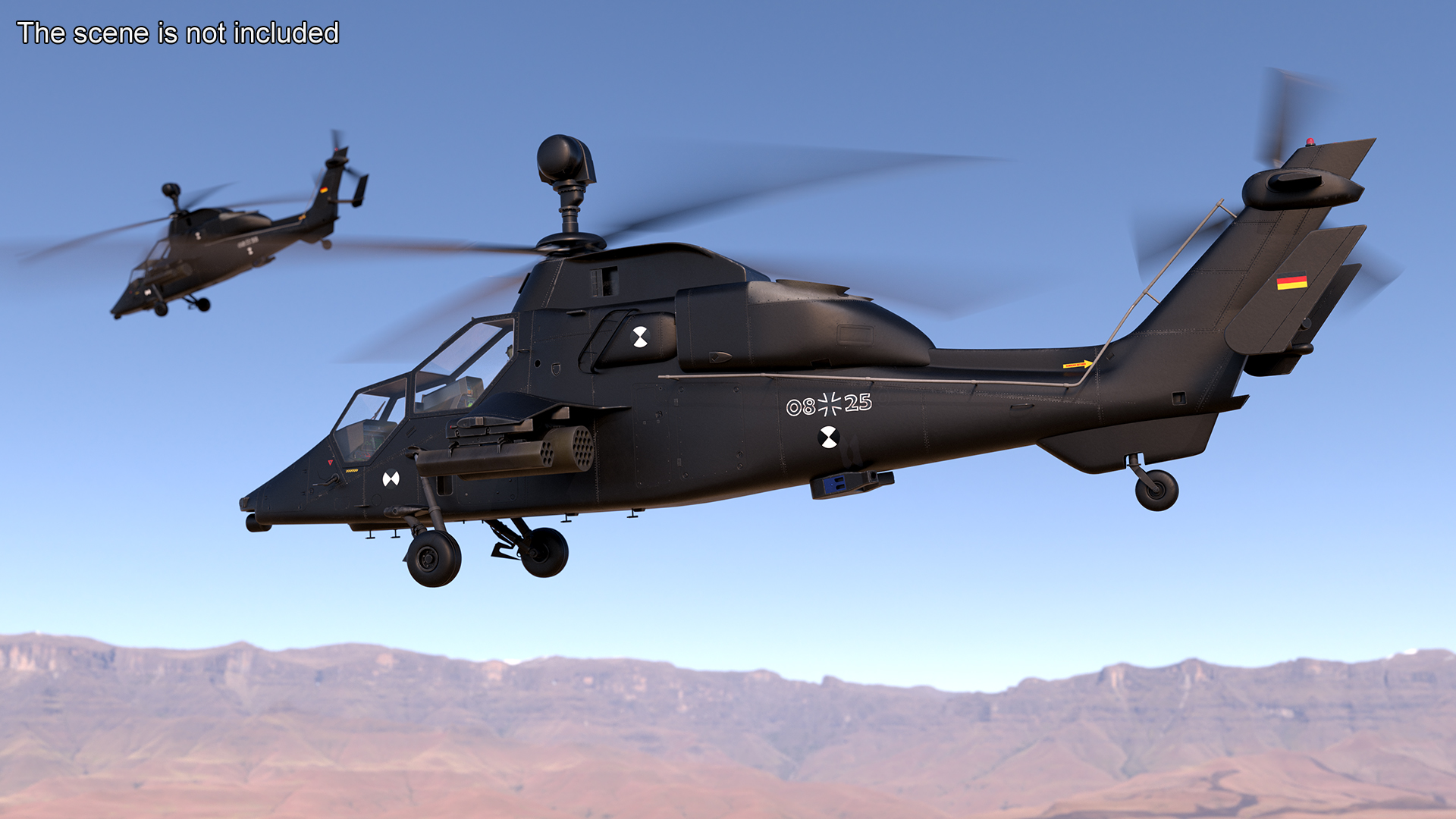 Eurocopter Tiger EC665 Black with Pilot 3D model