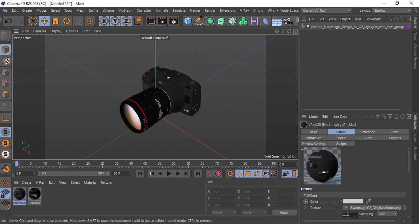 Camera Blackmagic Design 6K G2 Light On with Lens 3D model