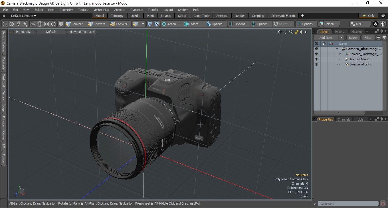 Camera Blackmagic Design 6K G2 Light On with Lens 3D model