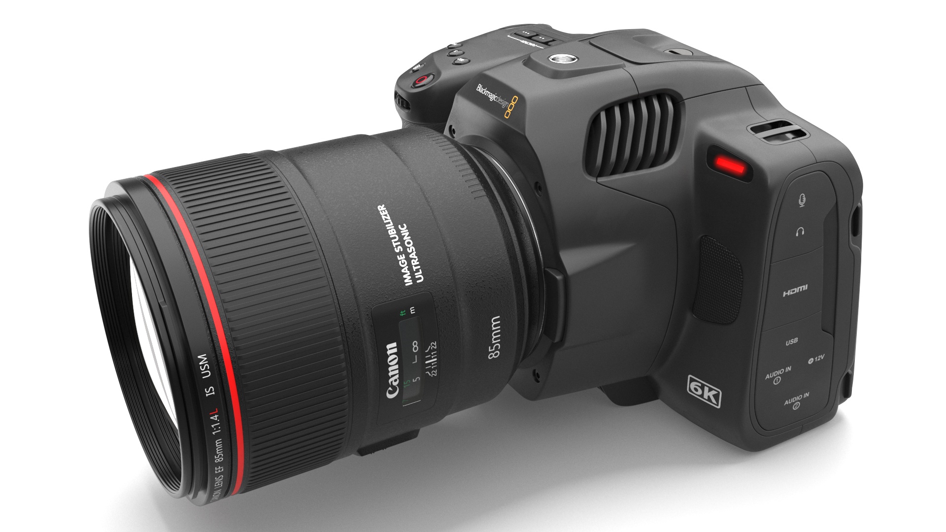 Camera Blackmagic Design 6K G2 Light On with Lens 3D model