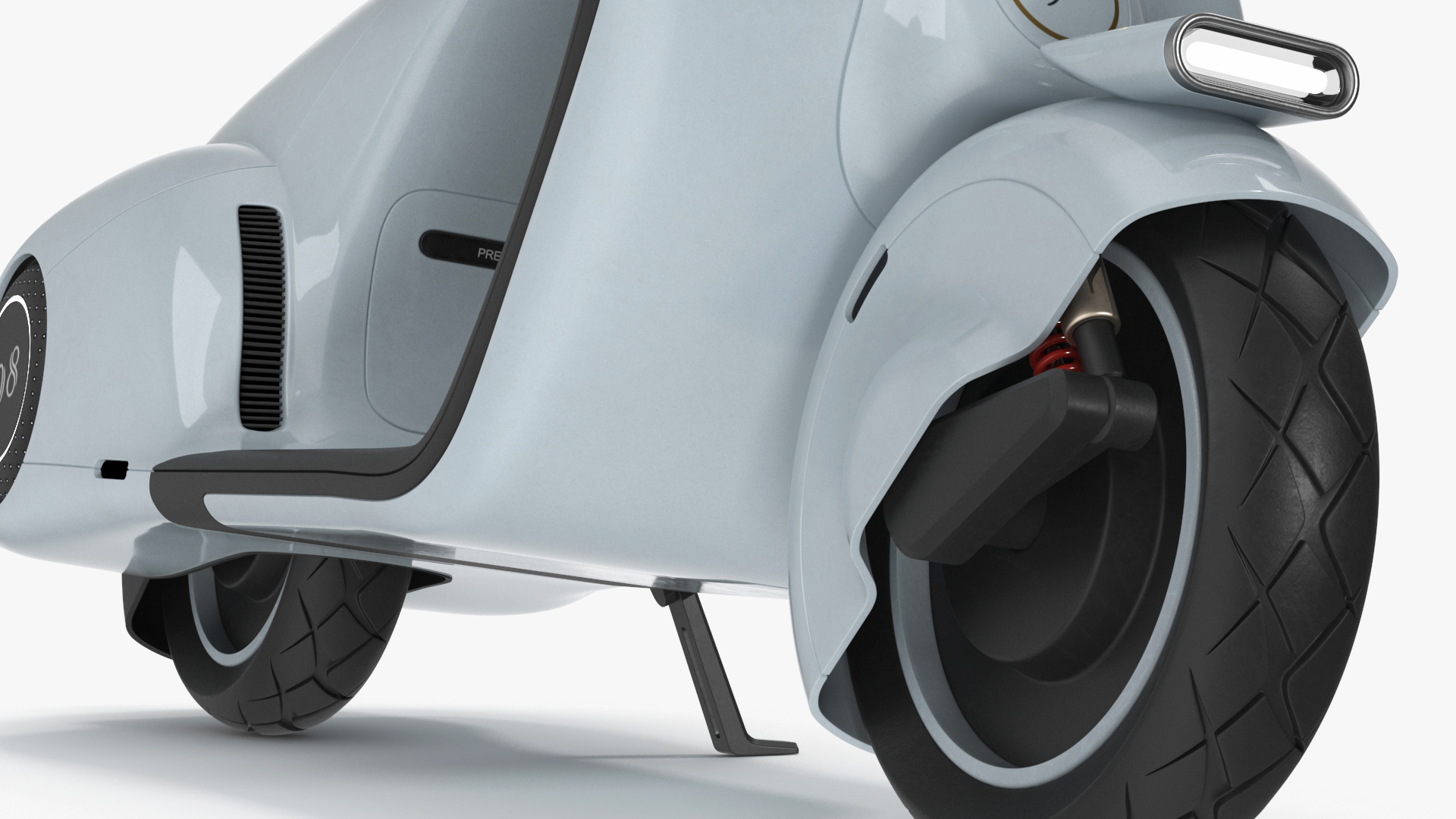 3D Futuristic Blue Electric Scooter Vespa 98 Parked Lights On model