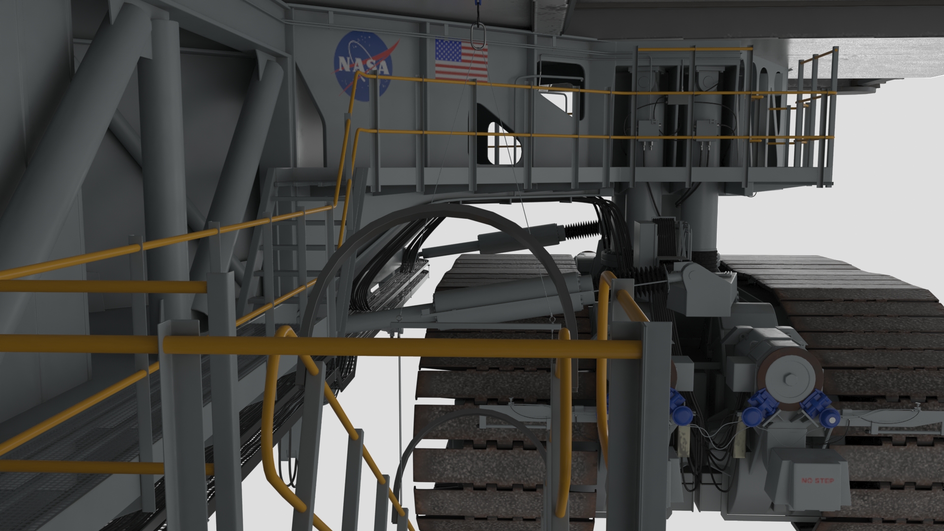Space Launch System with Crawler Transporter and Launch Pad 3D model