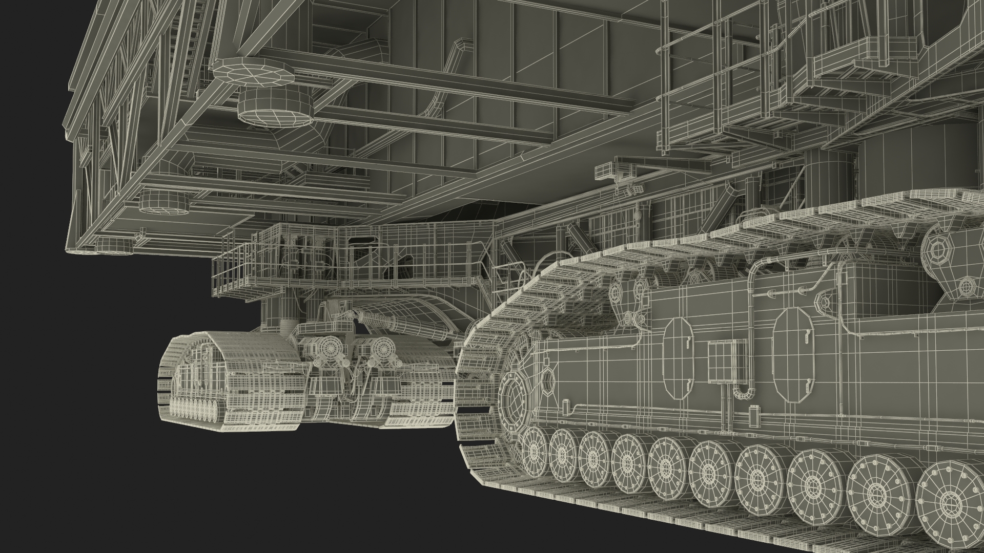 Space Launch System with Crawler Transporter and Launch Pad 3D model