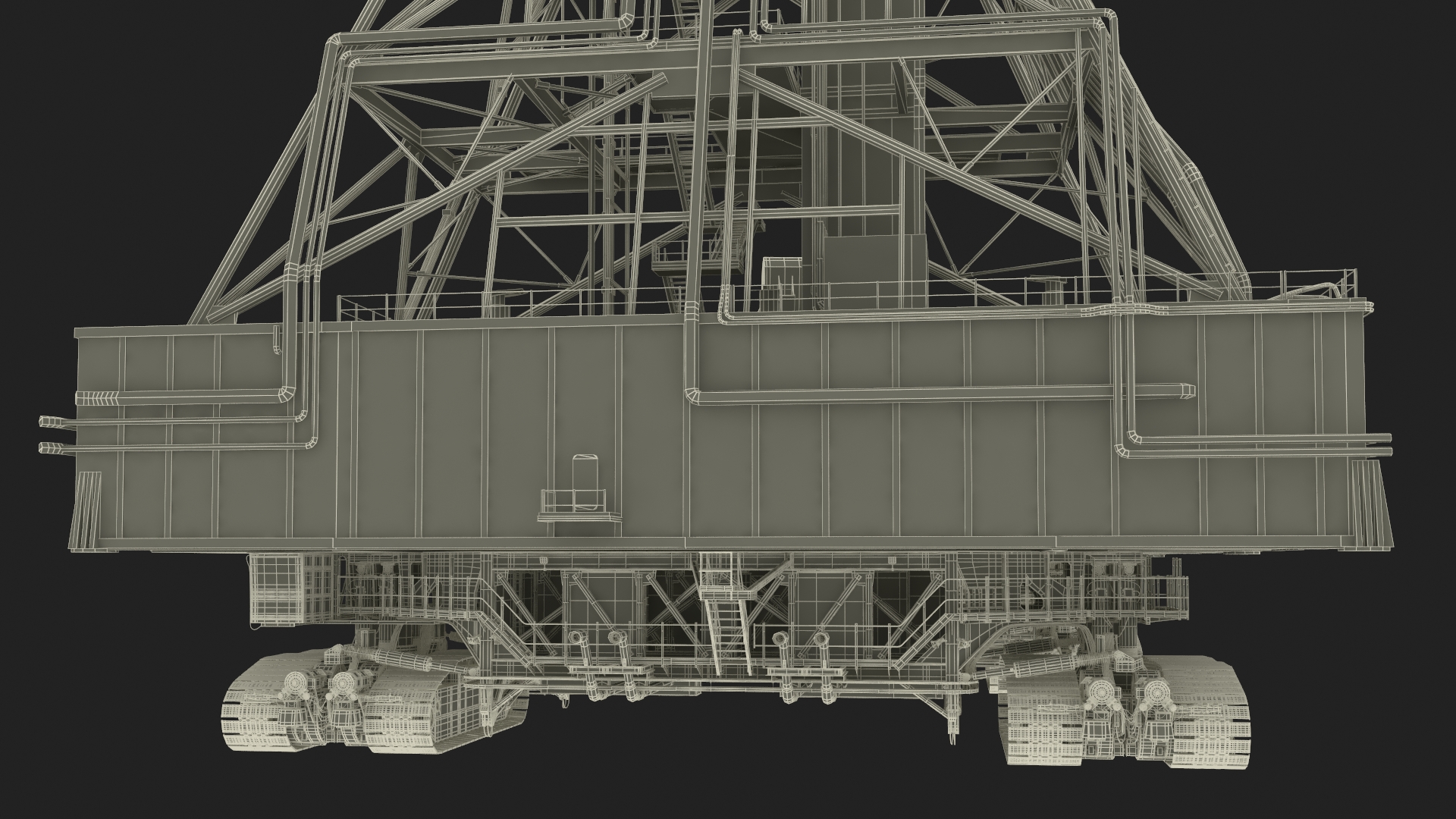 Space Launch System with Crawler Transporter and Launch Pad 3D model