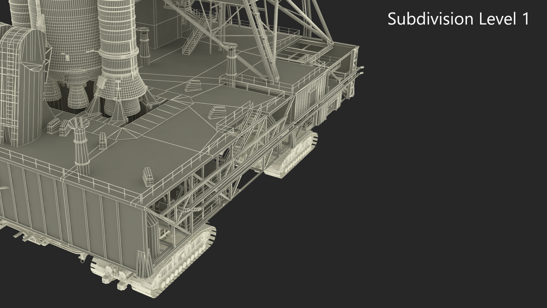 Space Launch System with Crawler Transporter and Launch Pad 3D model