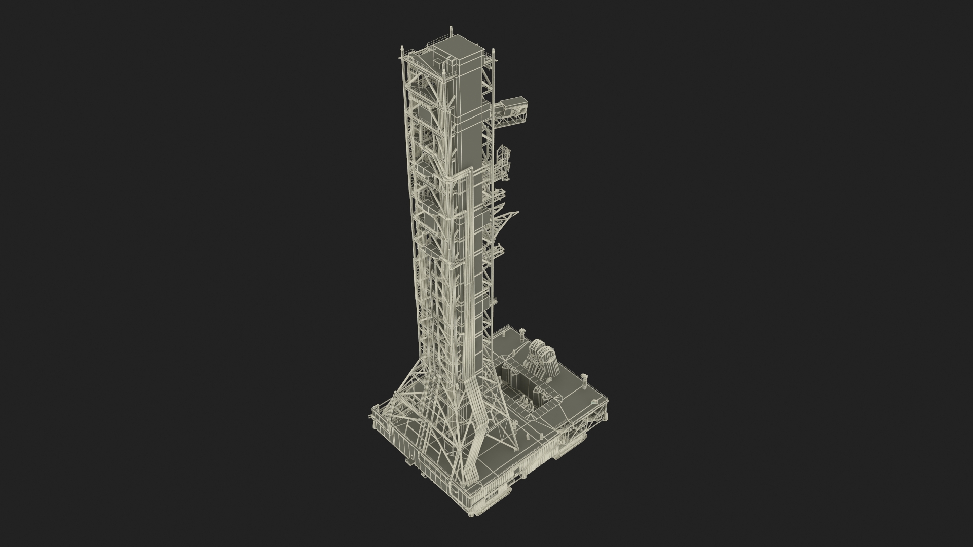Space Launch System with Crawler Transporter and Launch Pad 3D model
