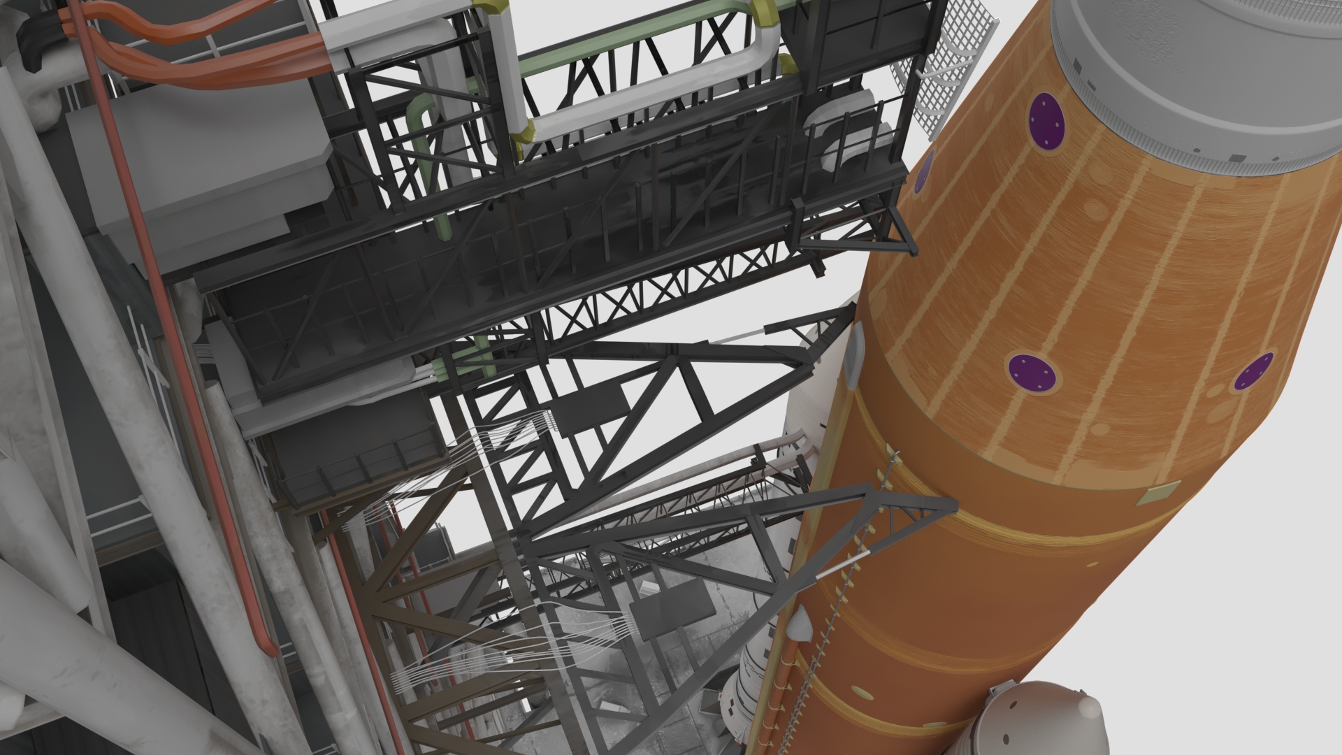 Space Launch System with Crawler Transporter and Launch Pad 3D model