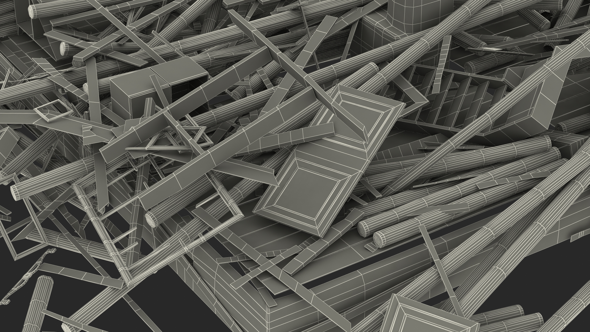 3D model Burnt Wooden House Ruined