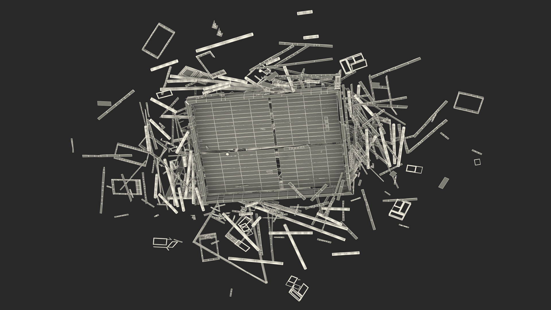 3D model Burnt Wooden House Ruined