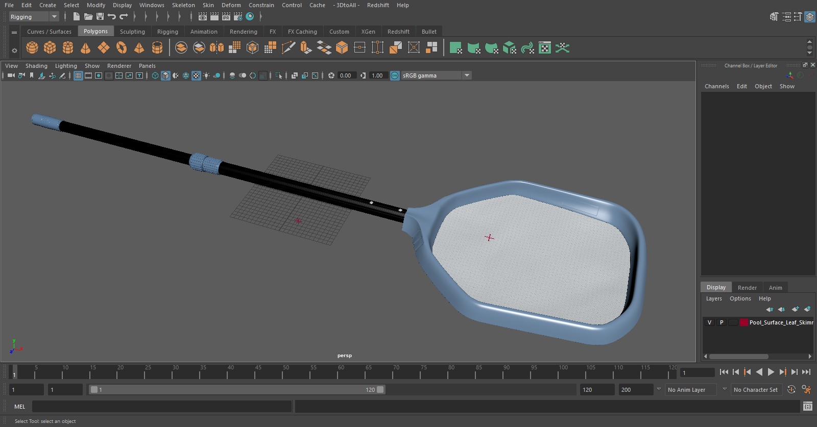 Pool Surface Leaf Skimmer with Handle 3D