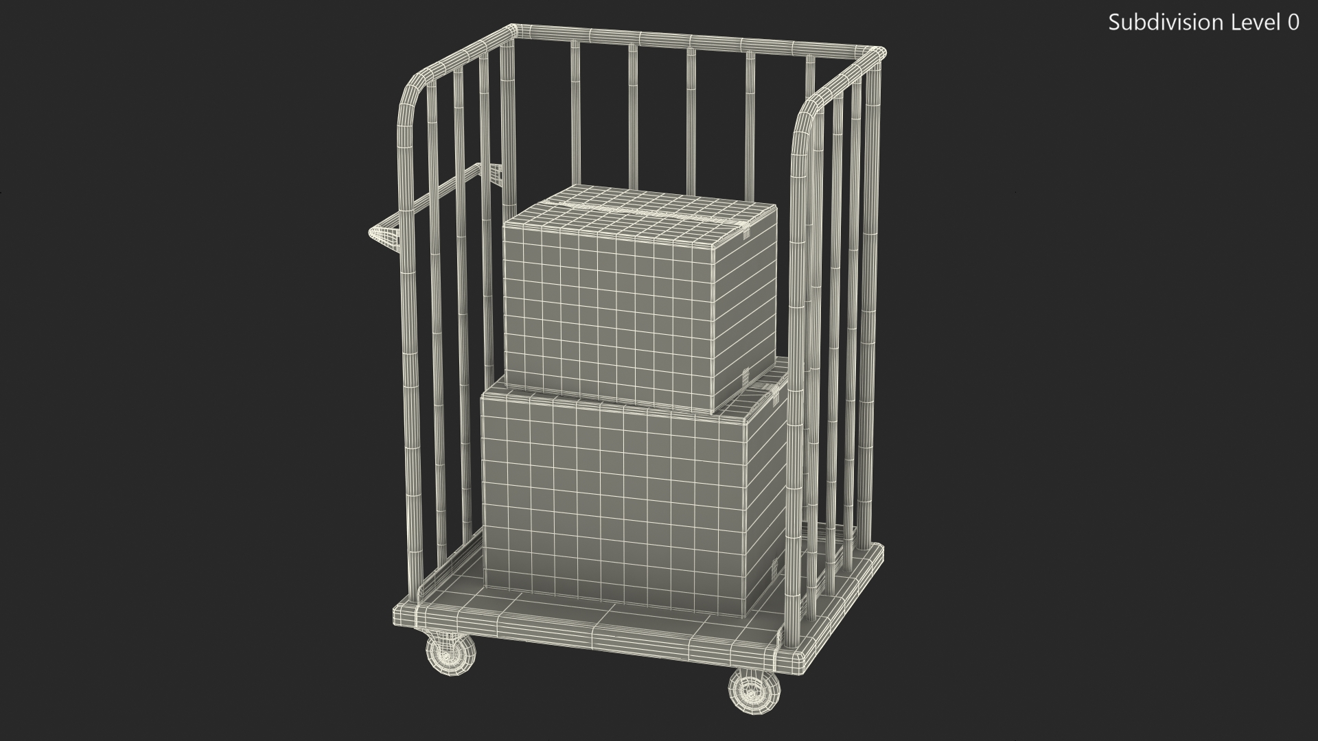 3D model Trolley Platform High Railing with Cardboard Boxes
