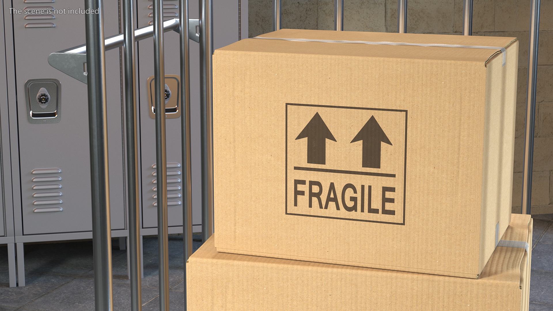3D model Trolley Platform High Railing with Cardboard Boxes